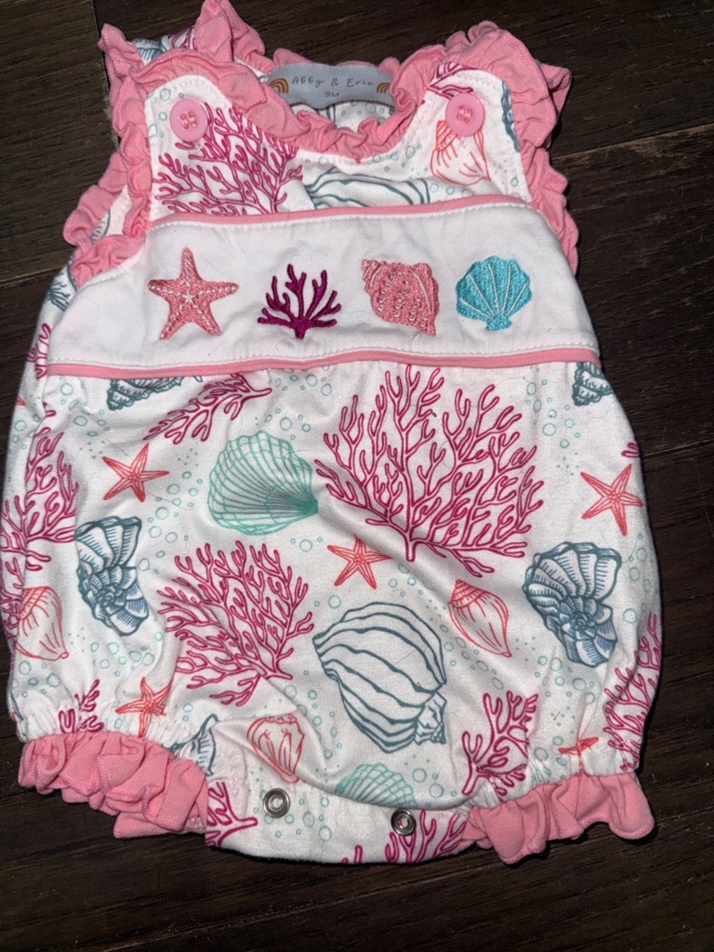 Sea Life Pink & White Baby Romper by Abbey & Ethan